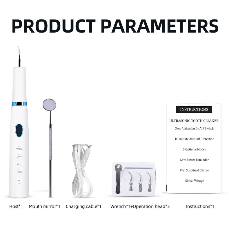 Ultrasonic Teeth Cleaner with 3 Modes, Portable & Waterproof