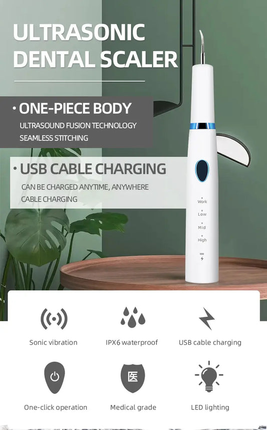 Ultrasonic Teeth Cleaner with 3 Modes, Portable & Waterproof